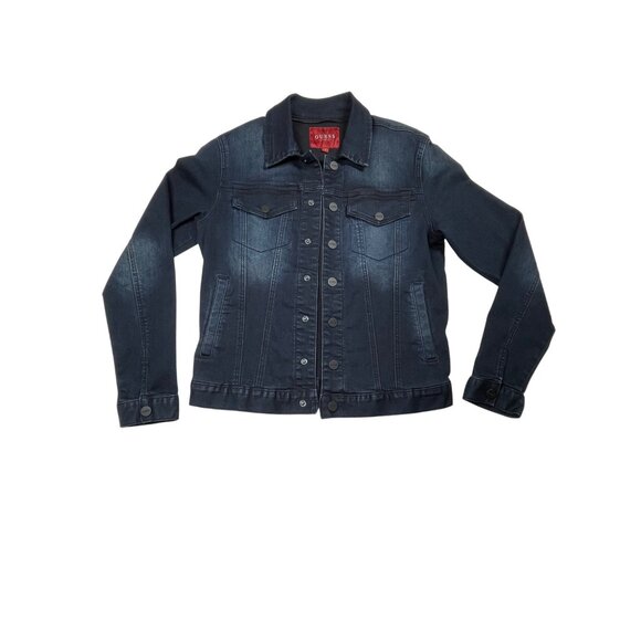 Guess Womens Dark Wash Denim Jacket S With Button Pockets Size‎ Small NWOT - Picture 11 of 12